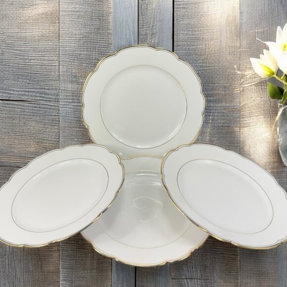 D&R W Weissen Bavaria Zeh Scherzer Germany Porcelain Plate Dish Gold Trim Set4 - Picture 1 of 13